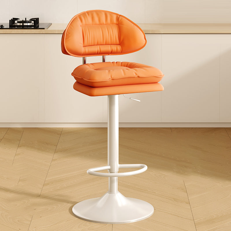 Modern Minimalist Upholstered PU Leather Steel Doll Cotton Sponge Bar Stool Backrest Armrest For Dining Room