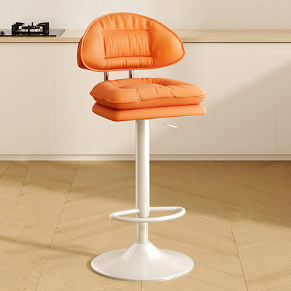 Modern Minimalist Upholstered PU Leather Steel Doll Cotton Sponge Bar Stool Backrest Armrest For Dining Room