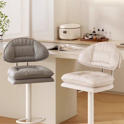 Modern Minimalist Upholstered PU Leather Steel Doll Cotton Sponge Bar Stool Backrest Armrest For Dining Room