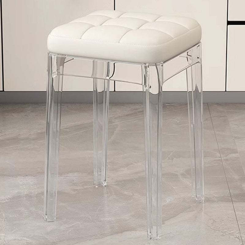 Contemporary Nordic Transparent Square PU Leather PET Dining Chair Backless Armless For Dining Room