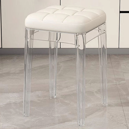 Contemporary Nordic Transparent Square PU Leather PET Dining Chair Backless Armless For Dining Room