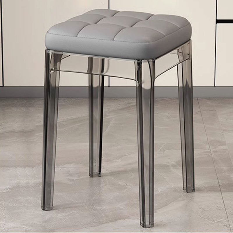 Contemporary Nordic Transparent Square PU Leather PET Dining Chair Backless Armless For Dining Room