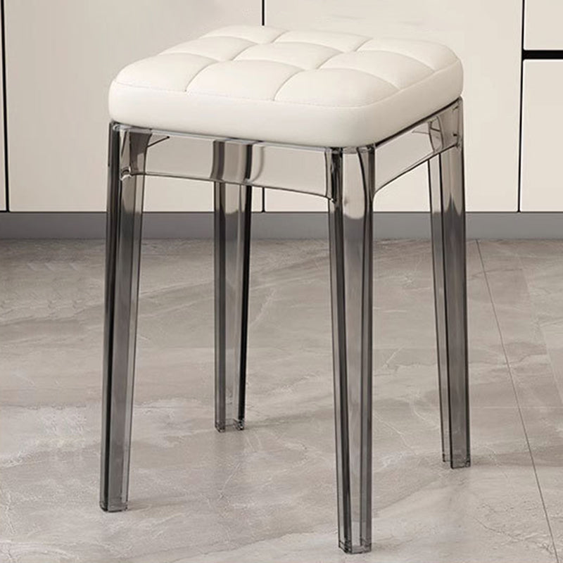 Contemporary Nordic Transparent Square PU Leather PET Dining Chair Backless Armless For Dining Room