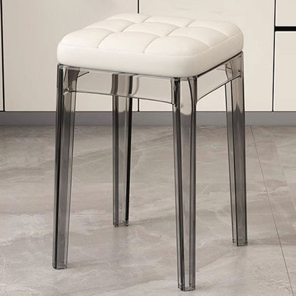 Contemporary Nordic Transparent Square PU Leather PET Dining Chair Backless Armless For Dining Room