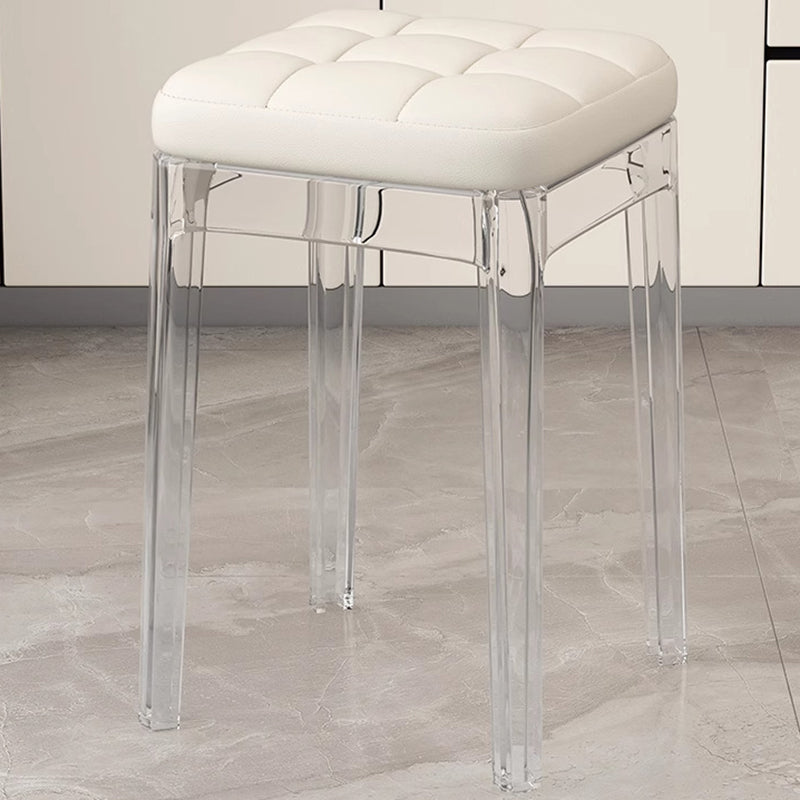 Contemporary Nordic Transparent Square PU Leather PET Dining Chair Backless Armless For Dining Room