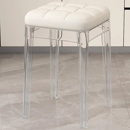 Contemporary Nordic Transparent Square PU Leather PET Dining Chair Backless Armless For Dining Room