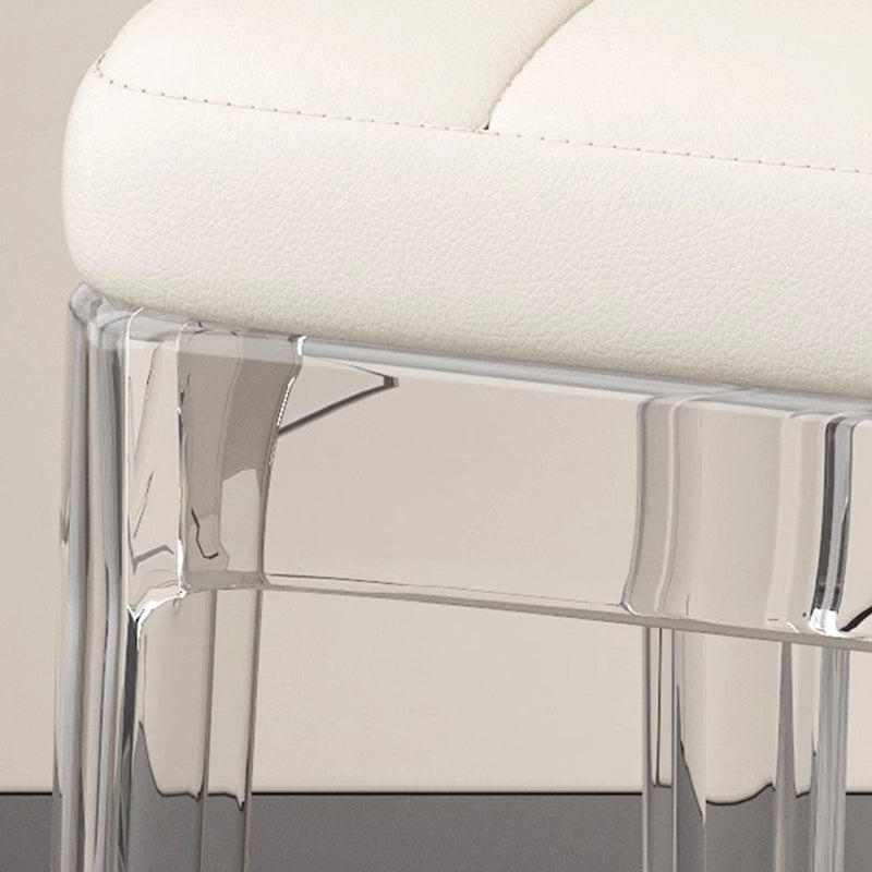 Contemporary Nordic Transparent Square PU Leather PET Dining Chair Backless Armless For Dining Room