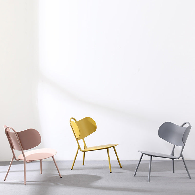 Contemporary Nordic Arc PP Iron Backrest Armless Coffee Chair For Dining Room