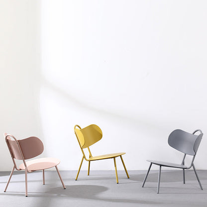 Contemporary Nordic Arc PP Iron Backrest Armless Coffee Chair For Dining Room