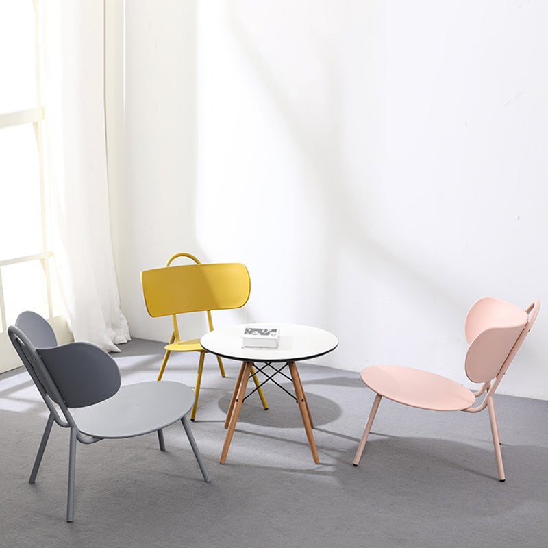 Contemporary Nordic Arc PP Iron Backrest Armless Coffee Chair For Dining Room