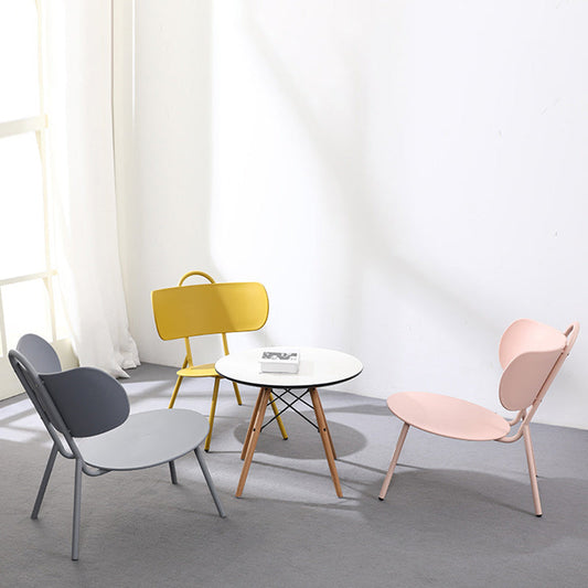 Contemporary Nordic Arc PP Iron Backrest Armless Coffee Chair For Dining Room