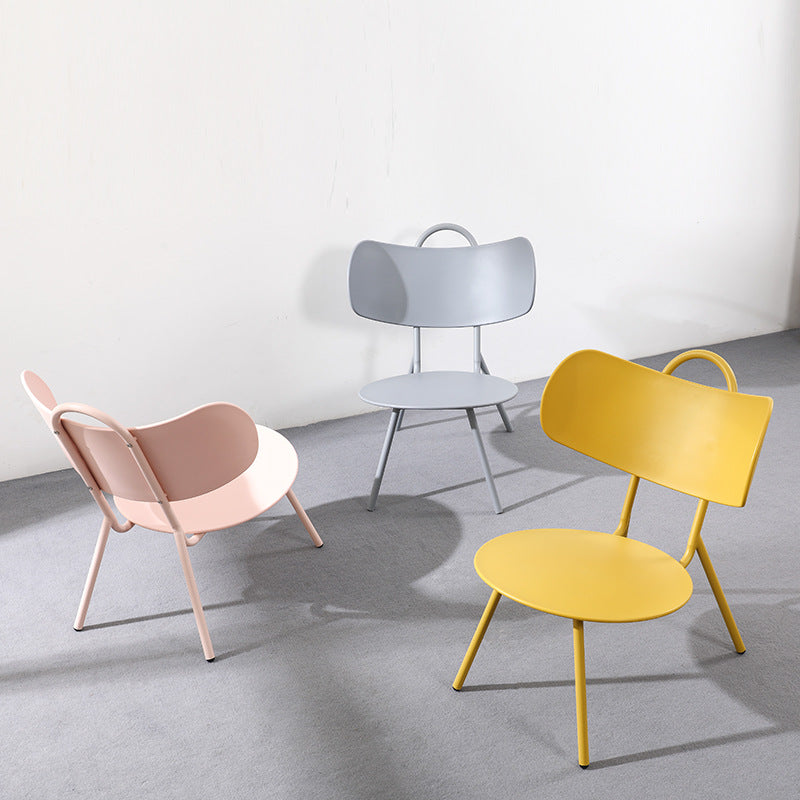 Contemporary Nordic Arc PP Iron Backrest Armless Coffee Chair For Dining Room