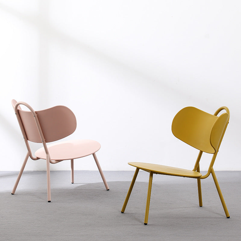 Contemporary Nordic Arc PP Iron Backrest Armless Coffee Chair For Dining Room