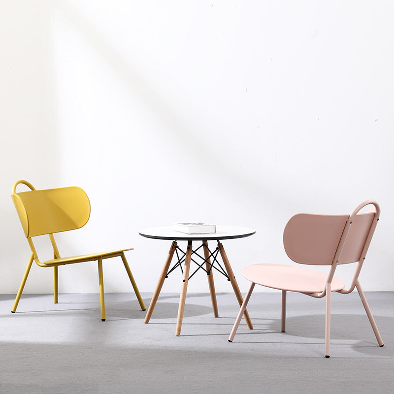 Contemporary Nordic Arc PP Iron Backrest Armless Coffee Chair For Dining Room