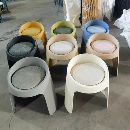 Contemporary Nordic Fabric PP Sponge Upholstered Dining Chair Backless Armless For Dining Room