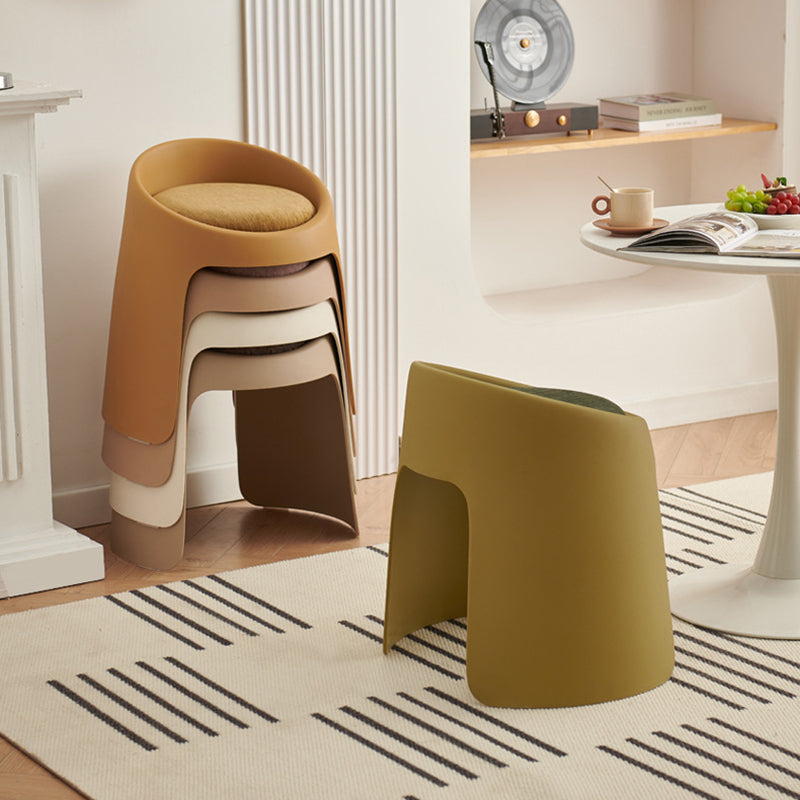 Contemporary Nordic Fabric PP Sponge Upholstered Dining Chair Backless Armless For Dining Room