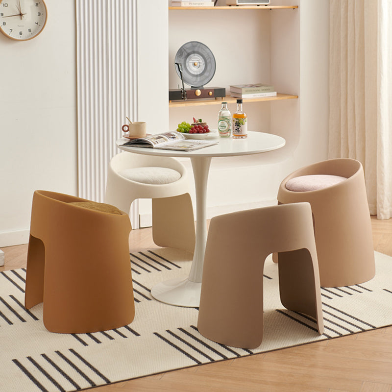 Contemporary Nordic Fabric PP Sponge Upholstered Dining Chair Backless Armless For Dining Room