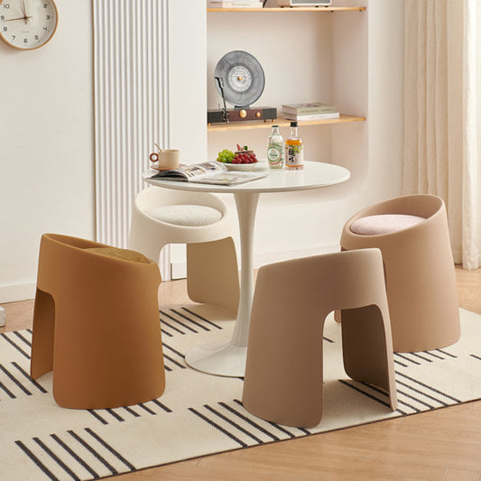 Contemporary Nordic Fabric PP Sponge Upholstered Dining Chair Backless Armless For Dining Room