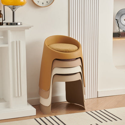 Contemporary Nordic Fabric PP Sponge Upholstered Dining Chair Backless Armless For Dining Room