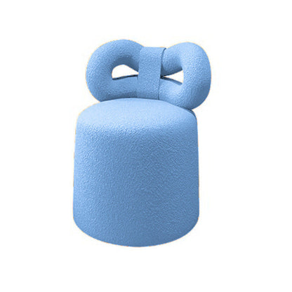 Contemporary Nordic Cream Bow Cylinder Lambswool Solid Wood Vanity Stool Backrest Armless For Bedroom