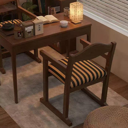 Traditional French Square Upholstered Fabric Rubber Wood Solid Wood Multilayer Board Dining Chair Backrest Armrest For Dining Room