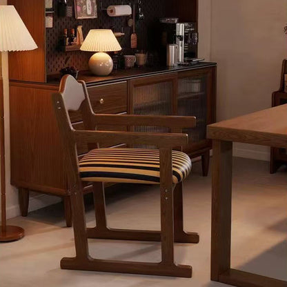 Traditional French Square Upholstered Fabric Rubber Wood Solid Wood Multilayer Board Dining Chair Backrest Armrest For Dining Room