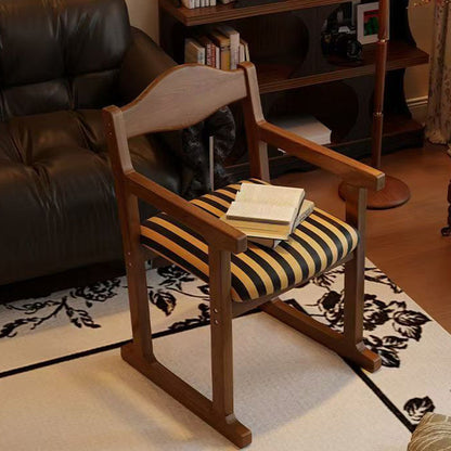 Traditional French Square Upholstered Fabric Rubber Wood Solid Wood Multilayer Board Dining Chair Backrest Armrest For Dining Room