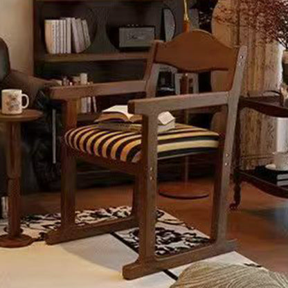 Traditional French Square Upholstered Fabric Rubber Wood Solid Wood Multilayer Board Dining Chair Backrest Armrest For Dining Room