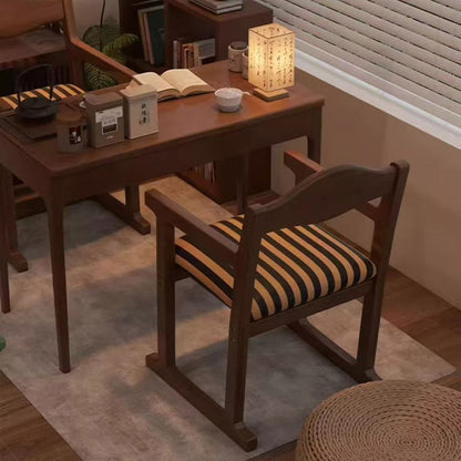 Traditional French Square Upholstered Fabric Rubber Wood Solid Wood Multilayer Board Dining Chair Backrest Armrest For Dining Room