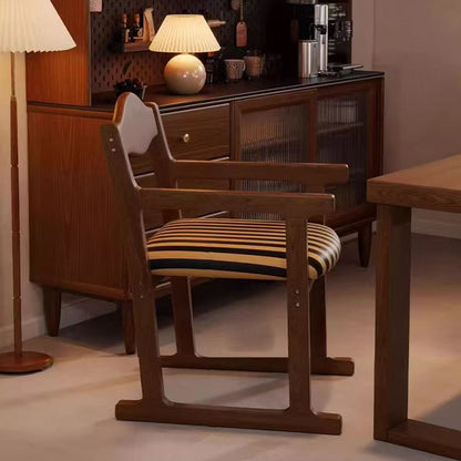 Traditional French Square Upholstered Fabric Rubber Wood Solid Wood Multilayer Board Dining Chair Backrest Armrest For Dining Room