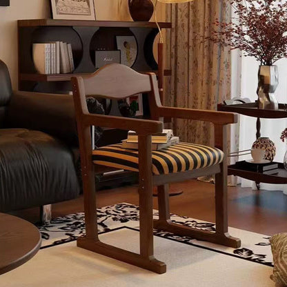 Traditional French Square Upholstered Fabric Rubber Wood Solid Wood Multilayer Board Dining Chair Backrest Armrest For Dining Room