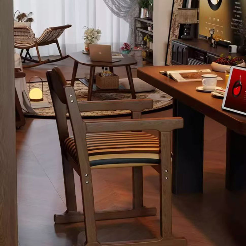 Traditional French Square Upholstered Fabric Rubber Wood Solid Wood Multilayer Board Dining Chair Backrest Armrest For Dining Room