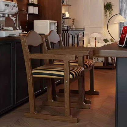 Traditional French Square Upholstered Fabric Rubber Wood Solid Wood Multilayer Board Dining Chair Backrest Armrest For Dining Room