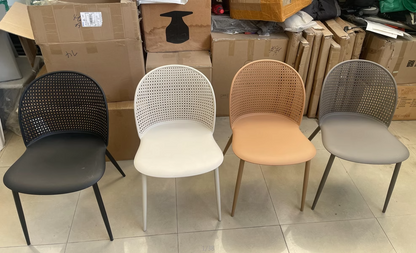 Modern Minimalist Arc PP Weaving Iron Dining Chair Backrest Armless For Dining Room