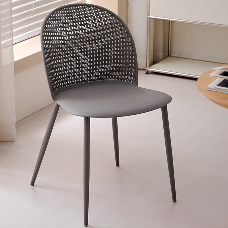 Modern Minimalist Arc PP Weaving Iron Dining Chair Backrest Armless For Dining Room