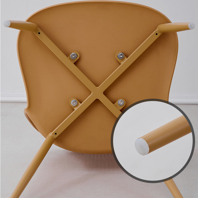 Modern Minimalist Arc PP Weaving Iron Dining Chair Backrest Armless For Dining Room