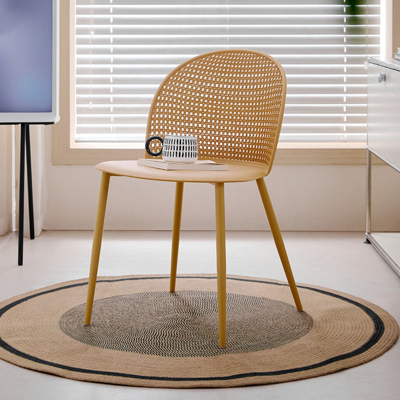 Modern Minimalist Arc PP Weaving Iron Dining Chair Backrest Armless For Dining Room