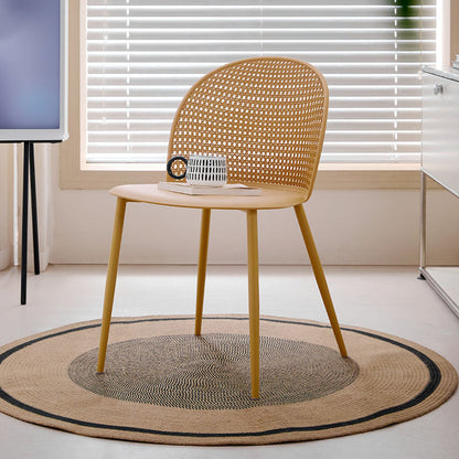 Modern Minimalist Arc PP Weaving Iron Dining Chair Backrest Armless For Dining Room