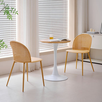 Modern Minimalist Arc PP Weaving Iron Dining Chair Backrest Armless For Dining Room