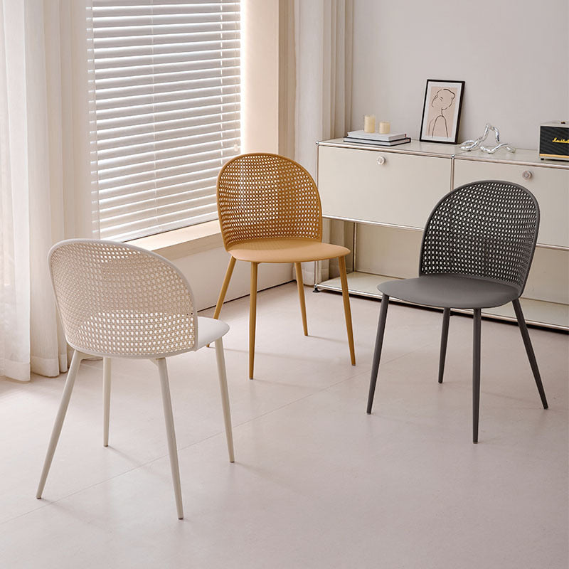 Modern Minimalist Arc PP Weaving Iron Dining Chair Backrest Armless For Dining Room
