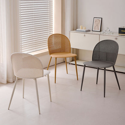 Modern Minimalist Arc PP Weaving Iron Dining Chair Backrest Armless For Dining Room