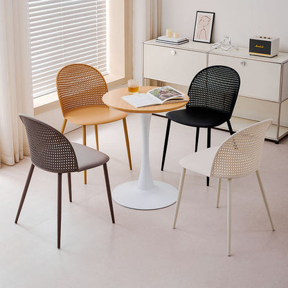 Modern Minimalist Arc PP Weaving Iron Dining Chair Backrest Armless For Dining Room