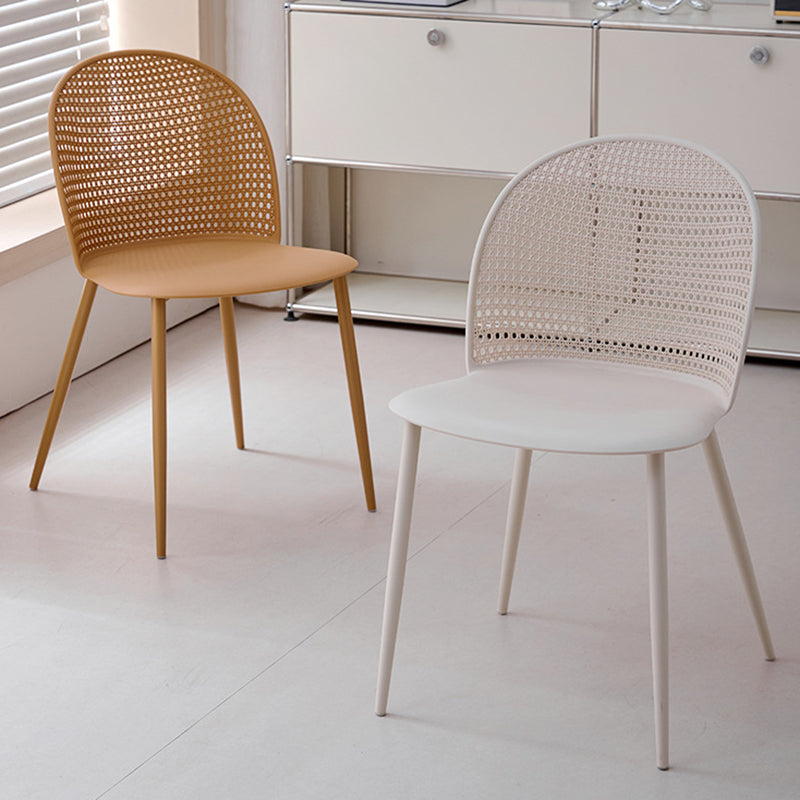 Modern Minimalist Arc PP Weaving Iron Dining Chair Backrest Armless For Dining Room