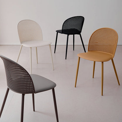 Modern Minimalist Arc PP Weaving Iron Dining Chair Backrest Armless For Dining Room