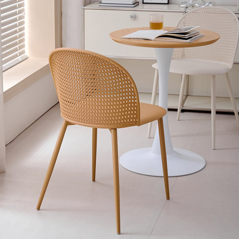 Modern Minimalist Arc PP Weaving Iron Dining Chair Backrest Armless For Dining Room