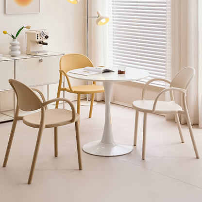 Contemporary Nordic Arc Full PP Dining Chair Backrest Armrest For Dining Room