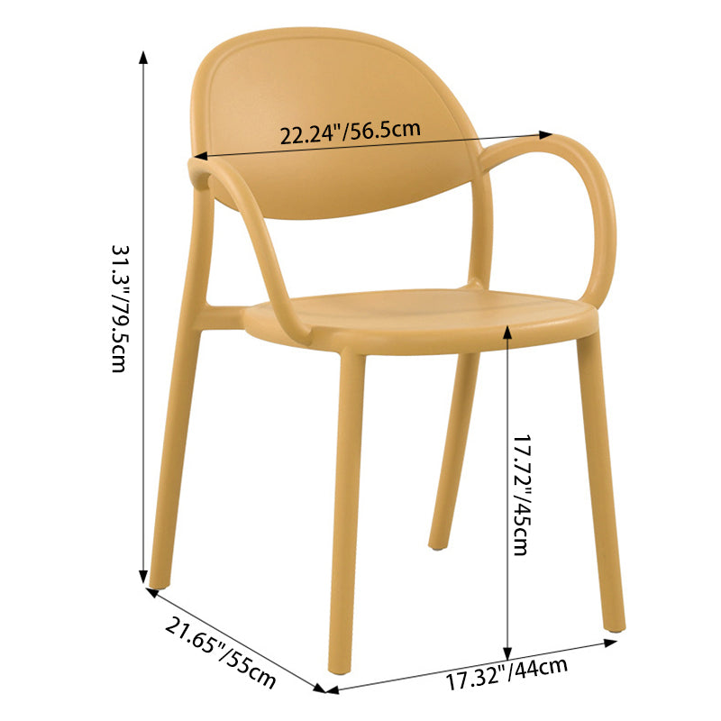Contemporary Nordic Arc Full PP Dining Chair Backrest Armrest For Dining Room