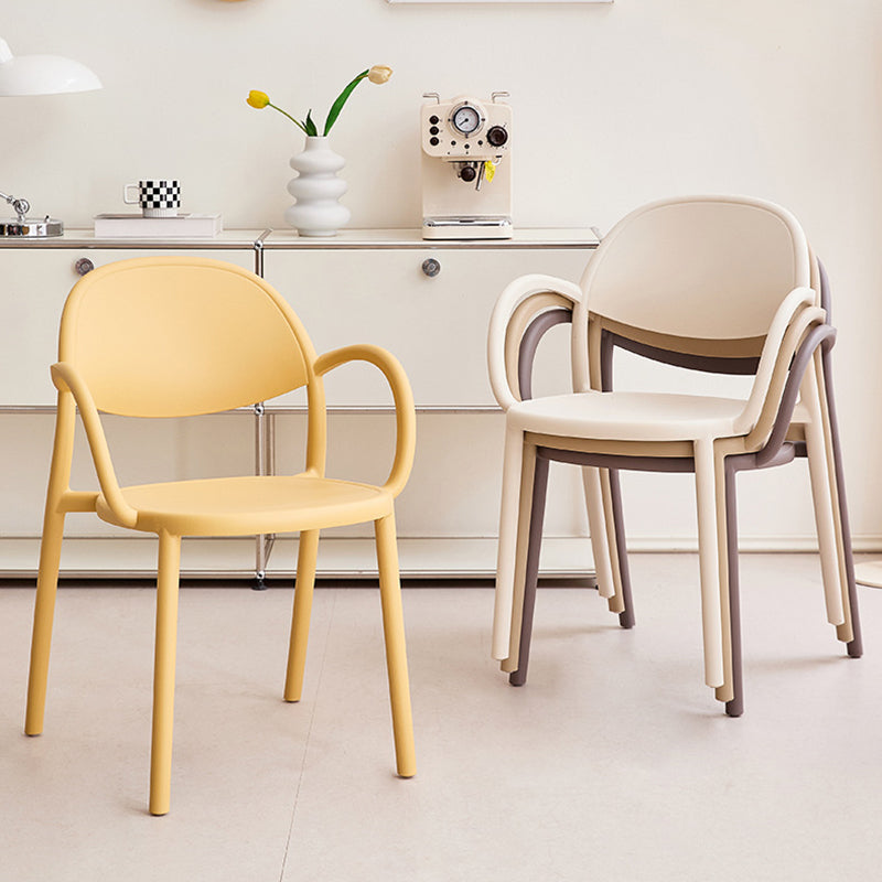 Contemporary Nordic Arc Full PP Dining Chair Backrest Armrest For Dining Room