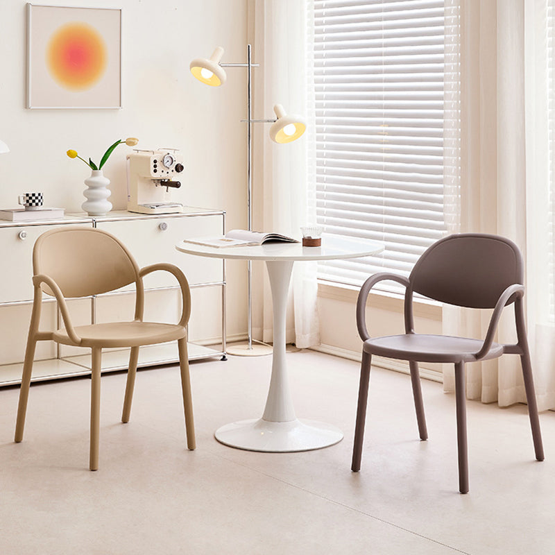 Contemporary Nordic Arc Full PP Dining Chair Backrest Armrest For Dining Room