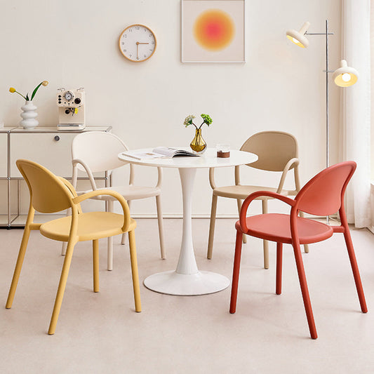 Contemporary Nordic Arc Full PP Dining Chair Backrest Armrest For Dining Room